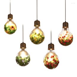 Pendant Lamps LukLoy Simulation Plant Art Transparent Light Bulb Lamp Living Room Loft Bar Cafe Kitchen Nordic Country Style