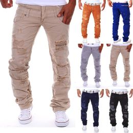 Jeans masculinos Real Stufário Itália Hip Hop Brand rasgado de jeans homens homens masculinos retos calças