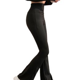 Women's Pants Capris BIVIGAOS Women Shark Flared Pants Black Elastic Slim High Waist Sexy Horseshoe Pants Micro Casual Fashion Flare Trousers 220916