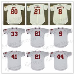 GlaNiK1 Men Vintage milwaukee Baseball Jersey 21 WARREN SPAHN 8 BOB UECKER 15 JOE TORRE 1960's 1955's 20 GUS BELL 33 LEW BURDETTE 41 EDDIE MATHEWS