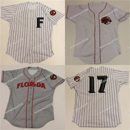 GlaMitNess Mens Florida Fire Frogs White Grey Custom Double Stitched Shirts Baseball Jerseys High-quality