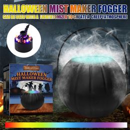 Decorative Objects Figurines Halloween Witch Pot Smoke Machine Fog Maker Water Fountain ger Color Changing Party Prop Decoration 220919