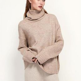 Women's Sweaters Aachoae Autumn Winter Women Knitted Turtleneck Wool Casual Basic Pullover Jumper Batwing Long Sleeve Loose Tops 220916