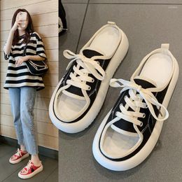 Slippers Love Canvas Shoes Women Round Toe Hollow Anti-collision Lace-up Platform Sneakers Fashion Breathable Women's