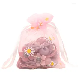 Gift Wrap 50Pcs/Lot 10x14cm Flower Embroidery Drawstring Pocket Transparent Organza Collection Jewelry Storage BagGift