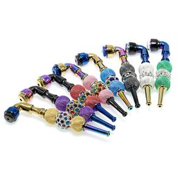 Colourful Diamond Metal Smoking Pipe With Cover Tobacco Cigarette Hand Philtre Hand Pipes multiple Colours 2 Styles Choose