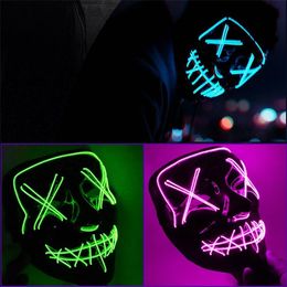 Festive LED Glowing Mask Halloween masks Party Ghost Dance LED Mask Halloween Cosplay Glowing Party Masks sea shipping RRB15550