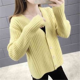 Women's Sweaters Solid Knitted Vest Sweater Women 2021 Vhals Korean Style Fashion Clothes Autumn Long Sleeves Jackets Pink Sweaters ZY5946 J220915