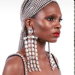 Dangle Chandelier Handmade Long Fringed Big Drop Earrings Accessories for Girl Oversize Crystal Hanging Wedding Jewellery 220916