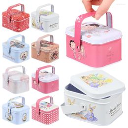 Gift Wrap 1PC Hand-held Tinplate Box With Lids Vintage Small Suitcase Storage Candy Cookie For Wedding Birthday Party Metal Boxes