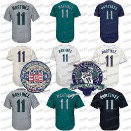 GlaThr 11 Edgar Martinez 2019 Baseball Hall Of Fame Men Baseball Jerseys With Retirement Patch