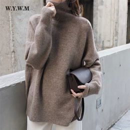 Women's Sweaters WYWM Turtle Neck Cashmere Sweater Women Korean Style Loose Warm Knitted Pullover Winter Outwear Lazy Oaf Female Jumpers 220916