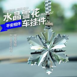 Interior Decorations Crystal Snowflake Car Pendant Rearview Mirror Christmas Gift Decoration Accessories For Girls Bling