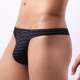 Underpants Man Underwear Sexy Briefs Mesh Low-Rise Comfortable Breathable Striped Pouch Male Panties Gay String Thong