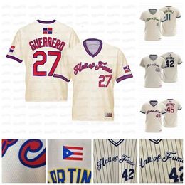 GlaC202 42 MARIANO RIVERA 27 VLADIMIR GUERRERO 11 EDGAR MARTINEZ Dominican 45 PEDRO MARTINEZ Hall Of Fame Baseball Team Custom Baseball Jersey