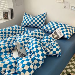 Bedding sets Luxury Set Plaid Duvet Cover Euro Bed Linen Fitted Sheet Pillowcase Twin Size Bedroom High Quality Home Textile 22091249j