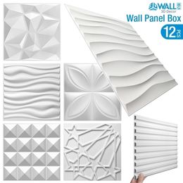 Autocollants muraux Panneaux 3D décoratifs en conception de diamant Matt White 30x30cm Paper Mural Tilepanelmold Wall Sticker Bathroom Kitchen 220919