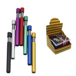 Smoking Pipe Wholesale Mini Protable Colourful Aluminium Spring Metal tobacco hand Pipes with Display