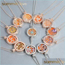 Pendant Necklaces Fashion Aroma Diffuser Open Necklace For Women Vintage Pendant Per Essential Oil Crystal Dreamcatcher Charm With 3P Dh91M