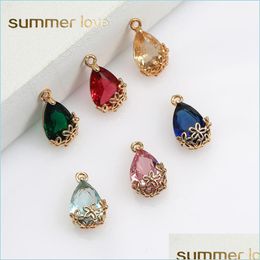 Charms Colorf K9 Crystal Glass Waterdrop Charms For Necklace Earring Transparent With Metal Copper Pendants Diy Jewellery Drop Delivery Dhgyi