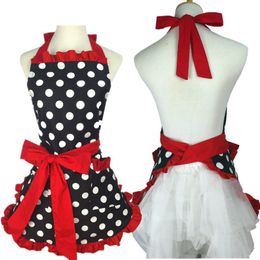 Aprons Lovely Stylish Retro Lacy Vintage Flirty Maid Polka Dot Cooking Kitchen aprons for woman Working Adjustable Apron with Pockets 220919