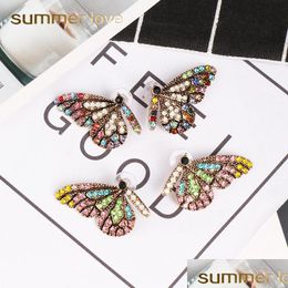 Stud Colorf Crystal Butterfly Wing Stud Earring For Women Elegant Gold Plating Trendy Party Wedding Jewellery Drop Delivery 2021 Earring Dhozn