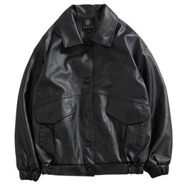 Mens Leather Faux PU Jacket Men Black Soft Motorcycle Biker Fashion Coats Male Bomber Pockets Clothes 220919
