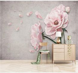 Wallpapers Large Custom Home Decoration Wallpaper Mural Modern Minimalist Hand-painted Rose Beautiful Background Wall Covering