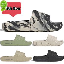 TOP Sandals With box adilette 22 slide beach designer sandals men women slippers black grey Magic Lime St Desert Sand bone white luxury shoes flip flops