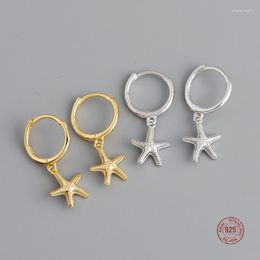 Hoop Earrings LKO 925 Sterling Silver Ear Buckle Fashion Bohemian Beach Summer Starfish For Women Minimalist Jewellery Accessories