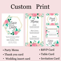 Greeting Cards 25PCS Custom Print Wedding Invitations Insert Card Birthday Business Table Cards Events Party Menu Supplies RSVP Thank You Cards 220919