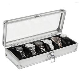 Watch Boxes Silver Aluminium 6/12 Grids Insert Slots Jewellery Watches Display Storage Box Case Decoration Holder