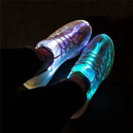 Sneakers UncleJerry Size 25-47 Summer Led Fiber Optic Shoes for girls boys men women USB Recharge glowing Man light up shoes 220919