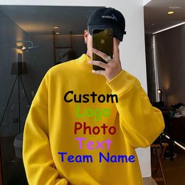 Men's Hoodies Men's & Sweatshirts Customise Your LOGO Youth Fall/winter Half High Round Neck Plus Velvet Casual Loose Long-sleeved