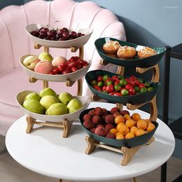 Storage Bottles Fruit Display Plate Snack Dessert Holder Bowl With Wood Shelf Party Kitchen Serving Platter Decor Box