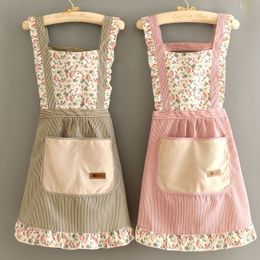 Aprons Cotton Canvas Floral Style Home Kitchen Fashion Apron Cooking Female Adult Waist Thin Breathable Male Work 220919