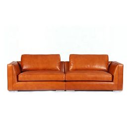 morden living Canada - Morden system living room furniture with real leather sofas orange colored big three seater