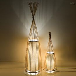 Floor Lamps Chinese Bamboo Led Standing For Living Room Decorative Lights Lampara De Pie Lamp