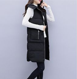 Women's Trench Coats Women's Winter Cotton Coat Women Large Size Thicker Vest Tops Hooded Zipper Pocket Blended Female 2022