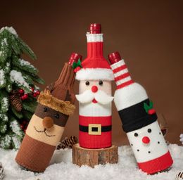 Cartoon Knitted Christmas Wine Bottle Set Decorations Santa Elk Christmas Products Supplies Xmas