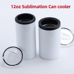 12oz Sublimation Can Cooler Blanks Can Insulator Stainless Steel Sublimation Tumbler Seamless Beer Holder Vacuum Insulated Bottle Cold Insulation Can001