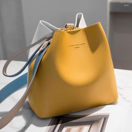 Evening Bags 2022 Winter Bucket Bag Feminine Fashion Korean Ins Contrast Colour Single Shoulder Casual Diagonal Handbag Designer