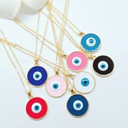 S3208 Fashion Jewellery Enamel Evil Eye Pendant Necklace Colourful Blue Blue Eyes Choker Necklace