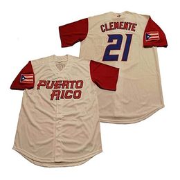 GlaMit Roberto Clemente #21 Puerto Rico World Classic Jersey 100% Stitched Roberto Clemente Mens Womens Youth Retro Baseball Jerseys vintage
