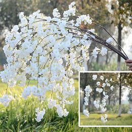 10Pcs Artificial Flowers Cherry Blossom Branch Wall Hanging Sakura for Wedding Centrepieces Home Decorative Garland