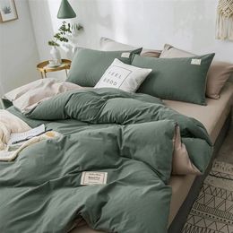 Bedding sets Home Textile Solid Colour Duvet Cover Pillow Case Bed Sheet AB Side Quilt Boy Kid Teen Girl Linens Set King Queen 220919