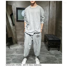 Men's Tracksuits Sinicism Store Sets Chinese Style 2022 Autumn Embroidery Sweatshirts Suits Men Casual Korean Harem Pants Two-piece Set 5XL