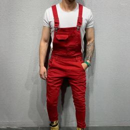Men's Pants Streetwear Casual Full Length Mid Rise Cargo Jumpsuit Men Overalls For Daily Wear
