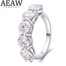 Cluster Rings AEAW 10k white Gold 4ctw 6mm 5pcs DF Round Cut Engagement Wedding Lab Grown Diamond Band Ring for Women 220916