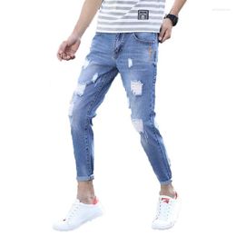 Men's Jeans Men's Spring And Summer 2022Fashion Teen Ripped Men Trendy Brand Thin Casual Slim-fitting Long Pants For Students Pencil